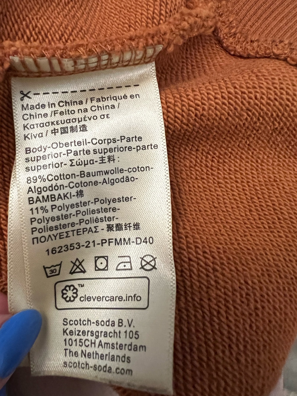 Scotch & Soda Men's Crewneck Sweater in Rust with Embroidered Dot Motif size S - Picture 9 of 9